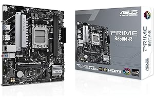 ASUS PRIME B650M-R Scheda Madre AMD B650 Micro-ATX, Ryzen 9000/8000/7000, DDR5, Lan 2.5Gb, HDMI, SATA 6 Gbps, USB 5Gbps Type-C, BIOS FlashBack, cancellazione rumore AI bidirezionale, Aura Sync, Nero
