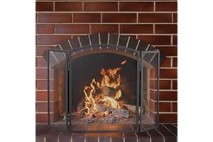 Unibos 3 Panel Folding Fire Guard Fire Place Guard Fire Screen Spark Flame Guard Curved Top 3 Panel Folding Design Black