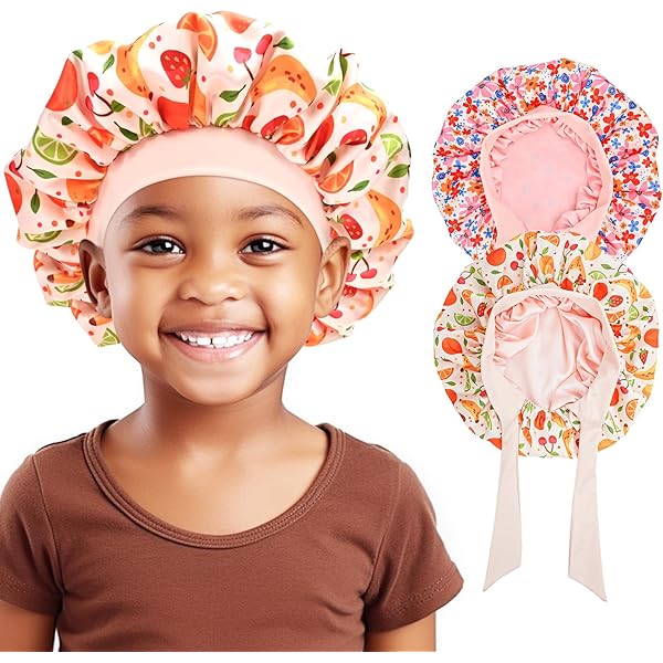 Cuffia Di Seta Per Capelli Da Notte - 2 Pezzi Per Bambine, Design Sirena, Morbida E Comfortevole