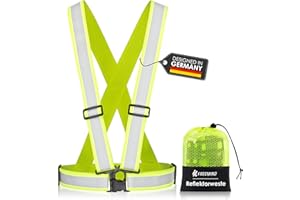 ‎FREEMIND freemind® Premium Reflektorweste mit extra breitem Reflektor, 360 Grad Sichtbarkeit Warnweste, verstellbar und elastisch, für mehr Sicherheit beim Jogging, Fahrrad Fahren, inkl. Beutel