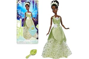 Disney Store Poupée pour Enfants Tiana, La Princesse et la Grenouille, 29 cm, avec Brosse à détails moulés, Jouet entièrement articulé avec Robe Mascarade - Convient aux 3 Ans et Plus