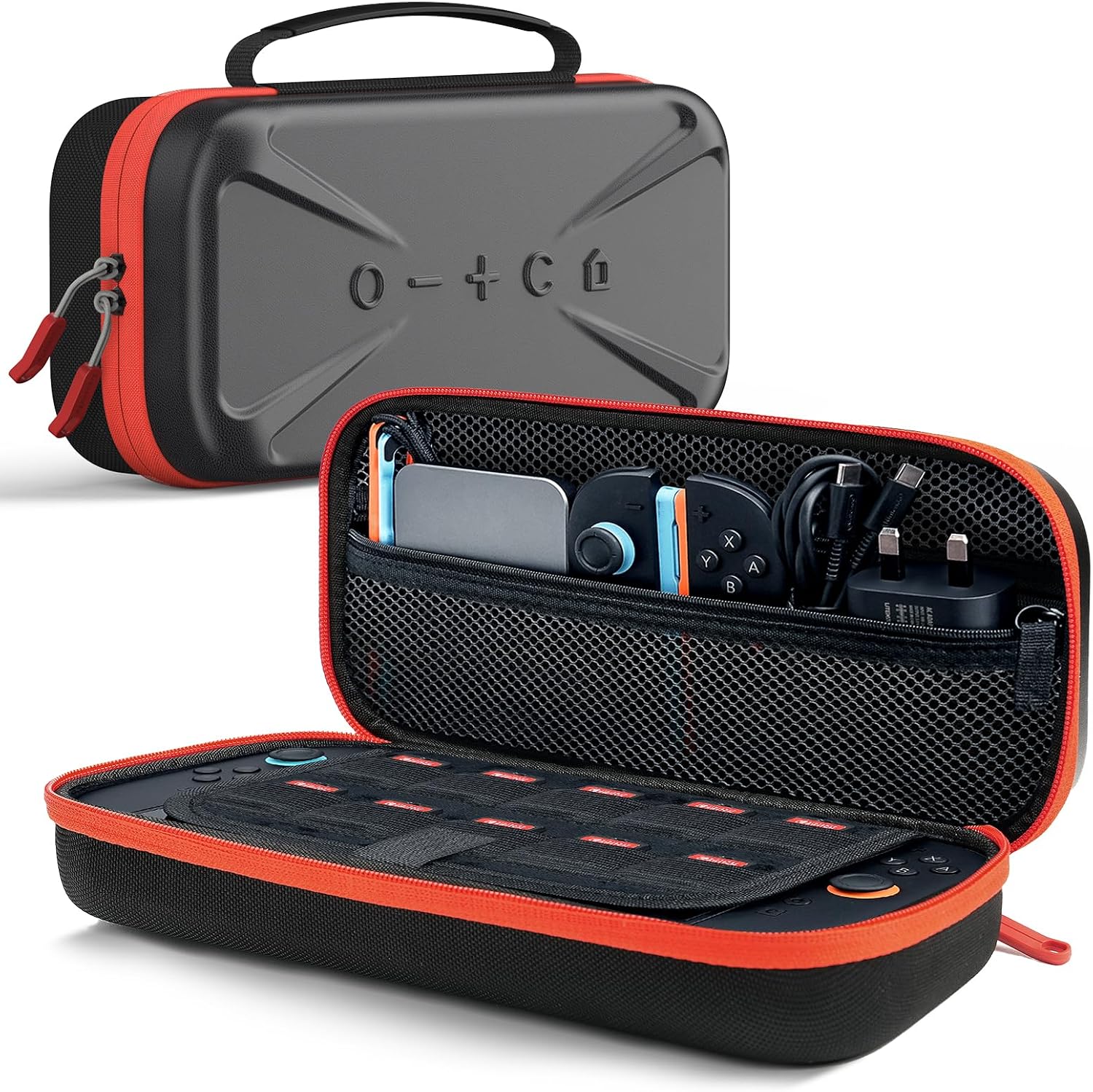 TRANSNOVO Large Capacity Carrying Case Compatible with Nintendo Switch 2 Console & Charger, [Plus Version] Shockproof Waterproof Hard Shell Protective Pouch Portable Travel Case for Accessories, Black