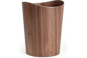 KAZAI. Prawdziwy Kosz na Odpady Papierowe z Drewna "Börje" | Drewniana Kosz na Papier do Biura, Pokoju Dziecięcego, Sypialni i nie tylko | 9 Litów | Orzech włoski