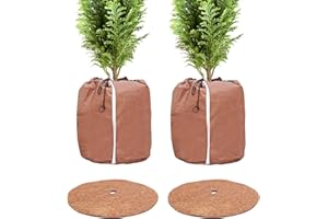 CINEMON Thermo Topfschutz für Pflanzen in Aussenbereichen, Winterschutz für Pflanzen vor Frost und Nässe mit Zugband & Reißverschluss für Baum Palmen Balkonpflanzen (XL, 50×45cm, 2 Stück)