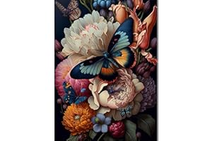 Hongyrjy Peinture par Numéros pour Adulte-Papillon DIY Peinture Numero Facile Adultes débutants 40x50cm,Fleurs Numéro d'Art Kit Peinture par Décoration Murale et Cadeaux Pour La Maison