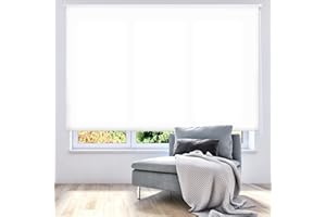 ECOMMERC3 | Estor Enrollable Translúcido Liso 180x175 Ancho x Alto - Estor Enrollable Medida Tela 177x170 - Estor Fácil Instalación a Pared o Techo - Estor Blanco