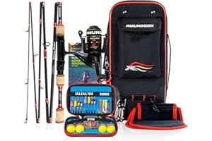 AMUNDSON OUTDOOR PRODUCTS AMUNDSON - Canne & Moulinet Savvy Rider-Canne IM6 Graphite Carbon-Set de pêche pour camping, randonnée & kayak-Adapté à l'eau douce et salée & à toutes les saisons-Pour débutants & pêcheurs à la ligne