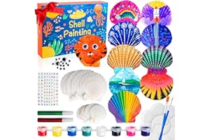 Eleanore's Diary Muscheln Bemalen Kinder Set, Steine Bastelsets Malsets für Kinder, DIY Malerei Kunst &Handwerk Set, Basteln Kids 5 Jahre, Muscheln zum Bemalen, Geburtstagsgeschenk für Mädchen Jungen