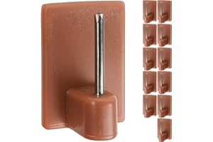 YOUR DAY MATE Gancio autoadesivo per bastone, 12 pz, Colori del legno, misura 25 x 17 mm, ganci per tenda, ganci per zanzariere, gancio adesivo per tende a finestra, aggancio per bastoni su finestre, curtain hook