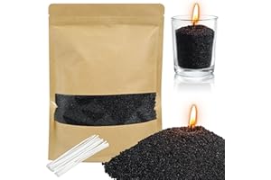 ZaoKing 500g Black Pearled Candle Sand and Wicks, Warmnest Candle Sand, Refillable Pearl Candles Sands with 20Pcs Wicks, Long Lasting Pearl Powder Snow Wax for DIY Making Birthday Weddings,Partie
