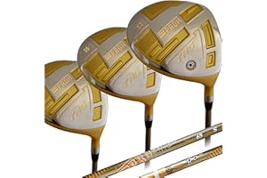 pron Japan USGA R A Rules Wood Golf Club Set with Headcovers, Driver Fairways, 12 16 19 Degree, TRG21 Model, Graphite Shaft, Lady Flex, Pack of 3