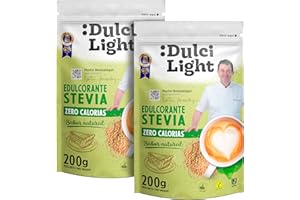 DULCI LIGHT DULCE Y FAVORABLE Dulcilight Édulcorant Stevia Zero Calorie DoyPack 400gr = 4kg de Sucre | Substitut de Sucre Stevia Granulée avec Fibres Végétales 100% Saveur Naturel | Non OGM Keto Sans Gluten Végétalien