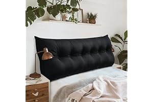 ‎JOHNEAR Johnear Rückenkissen für Sofa Rückenlehne Bett Lesekissen, Samt Bücherkissen Großes Lendenkissen Kopfteil Bett Kopfkissen Wandkissen Beinkissen (Schwarz，180x8x50cm)