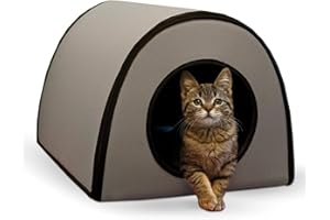 K&H PET PRODUCTS Thermo Mod Kitty Shelter Waterproof Outdoor Heated Cat House Gray 21 X 14 X 13 Inches