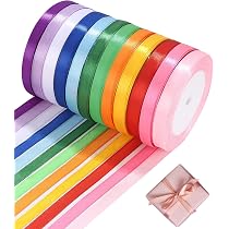 Ruban Satin 12 Couleurs 6mm X 22m - Lot 12 Rouleaux Pour Cadeaux, Mariage & Bricolage