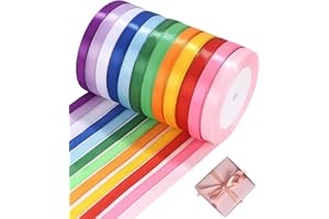 ZOUNIN Satin 12 Couleurs, 22m x 10mm Ruban Cadeau Emballage, pour Couture, Jeux du Bouquet Mariée, Travail Manuel, Projets de Bricolage, Nœuds, Décoration de Mariage