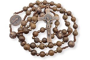 nazareth Store Święty Benedykt drewniane koraliki różaniec lite drewniane koraliki naszyjnik i metalowe koraliki chwały katolicki krzyż krucyfiks, Drewno, Bez kamieni szlachetnych