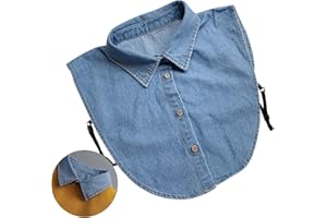 EQLEF Fałszywy kołnierz bawełniana damska odpinana półkoszula bluzka ze sztucznym kołnierzem, NIEBIESKI