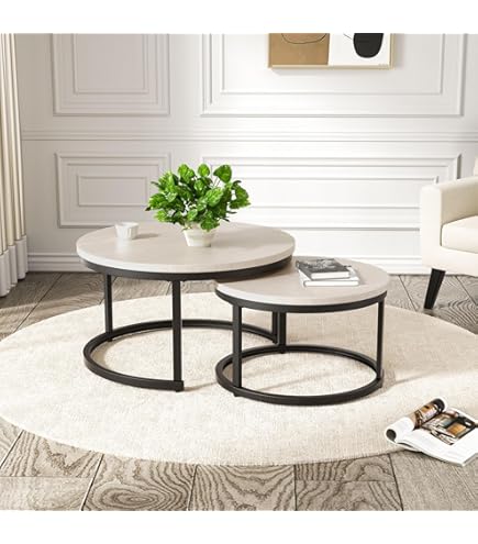 HomeTrends4You Peking 1 Salontafel, MDF, hoogte 47 cm, diameter 60 cm