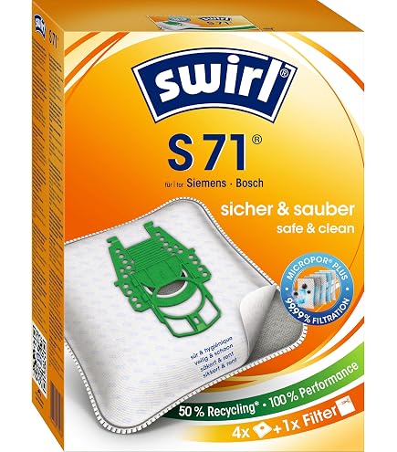 Swirl Staubsaugerbeutel S71 / S 71 MicroPor Plus AirSpace für Siemens Dynapower/Bosch Ergomaxx