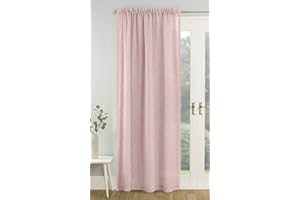 Tyrone Textiles Ltd Tahiti Blush Pom Pom Trim Linen Look Voile Panel (Drop - 48" (122cm))