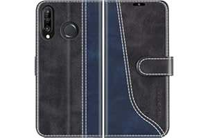 Mulbess Funda para Huawei P30 Lite / P30 Lite New Edition, Funda Libro Protectora Carcasas TPU, Ranura para Tarjeta, Cierre Magnético, Elegante Negro