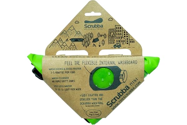 Scrubba Mini Sac de Lavage – Machine à Laver Portable Ultra-compacte – Format Poche pour Voyage, Camping & randonnée – Sac étanche & Essentiel lessive – 70g
