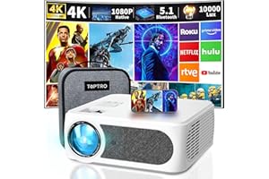 TOPTRO 4K Projector, 5G WiFi Bluetooth Projectors with Native 1080P Video Projector 25000 Lumen, 4P/4D Keystone, 300" Display, 50% Zoom, Outdoor Projector for iOS/Android/TV Stick/PS5
