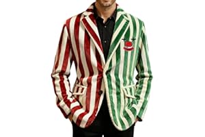 GENERIC Herren Sakko Karneval Kostüm Clown Print Cord-Optik Pailletten-Design Blazer Bunt Gestreift Vintage Zirkus Jacke für Fasching Halloween Mottoparty