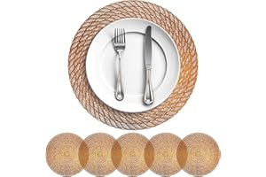 Terafeels Placemats PVC Table Mats Hollow Place Mats Set of 6 Heat Resistant Mat Non-slip Dining Placemats Decorative Placemats for Home Kitchen Wedding Party Diameter 38cm (Brown24)