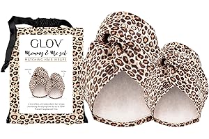 GLOV Turbante per Capelli Asciugamano per Capelli a Turbante Microfibra con Bottone Doccia con Pulsante per Tutti i Tipi di Capelli e Lunghezze Modello di Ghepardo Set di 2 per Madre e Figlia