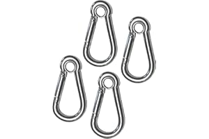 US STAINLESS 4 Pieces Stainless Steel 316 Spring Hook with Eyelet Carabiner 1/4" (6mm) Marine Grade