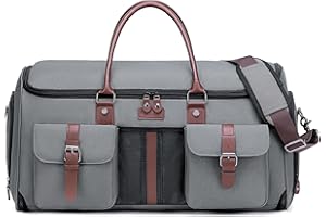 Suit Carrier Garment Duffle Bag，Vessgra Travel Garment Bags Suit Bags for Men Women, Carry on Garment Bag with Shoes Compartment,2 in 1 Convertible Suitcase Travel Bags (Grey)