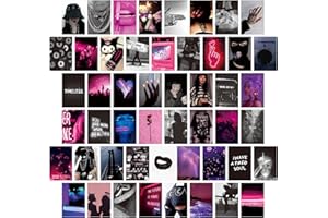 iyoimono 50er-Set Moderner Porträt Kunst schwarz lila Wall Collage Kit - Wandcollagen Indie Room Décor -Fotowand Für Wohnheim-Wanddekoration - Mädchen Teenager Studenten - 10.2x15.2cm Wandkunstdrucke