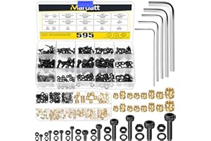 Mardatt 595 Stück M2 M2.5 M3 M4 M5 Messing Gewindeeinsätze mit Hex Socket Head Cap Schrauben Muttern Kit, Messing Heat Set Einsatz metrische Knurled Muttern & Maschinenschrauben