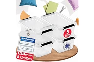 BOXXivo Aufbewahrungsboxen mit Deckel 5l im 4er Set - BPA-freie & lebensmittelechte Boxen Aufbewahrung - Plastikbox mit Deckel - robuste & stapelbare Aufbewahrungsboxen - Kunststoffbox