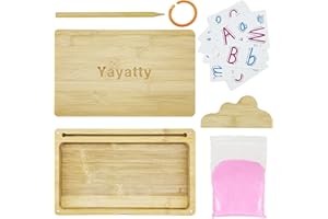 Yayatty Tavolo di Sabbia per Allenamento, Vassoio di Legno per Sabbia con Coperchio, Montessori Tavolo di Sabbia Giocattolo con Rosa Sabbia per Che Scrivono Lettere e Disegnano