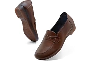 Wuyaraymia Mocasines para Mujer Cuero de Genuino Zapatos de Señora Sucaucho Caucho