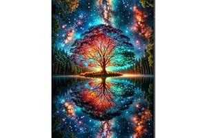 PUJEKNM DIY Paint by Numbers for Adults, Tree of Life Canvas Oil Painting Kit for Adults, Tree Craft Art Painting Kit Acrylic Pigment Drawing Paintwork for Gift Home Wall Decor 12x16 inch (Without Frame)