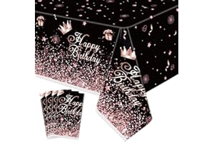 Inspireyee Schwarz und Roségold Konfetti Tischdecke (4 Stück), 86 x 51 Zoll Schwarz Roségold Geburtstag Party Tischdecken Geburtstag Party Supplies Tischdecke Party Dekorationen