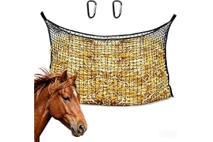 xolear heunnät för hästar stor 90 × 120 cm, nätnät flasknät 3 x 3 cm | Heusack för hästar bärbar, foder nät robust, bromsar äthastigheten och minskar foderförluster