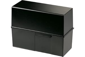 Han 975 index card box, A5 landscape, innovative attractive design for 450 cards with steel hinge Black
