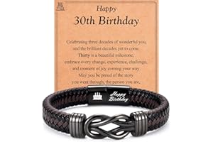 EYQV 13th-21st, 30th-70th Birthday Gifts for Boys Men, Engraved Leather Bracelet, Unique Birthday Gift for Dad Son Grandad Nephew Grandson Brother