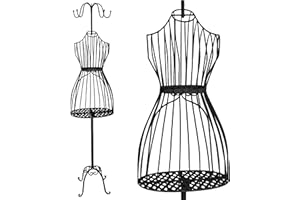 PrimoLiving Manichino da sarto in metallo CLEO in nero - Con scomparto e ganci appendiabiti busto di manichino decorativo look vintage - Manichino donna P-14141