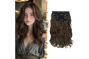 BARSDAR Ondulado Clip en Extensiones de Cabello, 6 Piezas Corta Ondulado Extensión de Pelo Clip en 30cm Marrón Cabello Extensiones Natural Sintética Postizos para Mujeres - Marrón