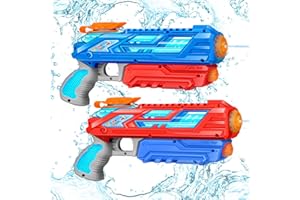 RONSTONE Pack de 2 Pistolas de Agua para Niños - Pistola de Agua 280ML con Alcance de 8.8 Metros para Exterior Jardín Playa Verano Fiesta Piscina