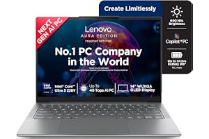Lenovo Yoga Slim 7 Aura Edition Intel Evo Core Ultra 5 226V (16GB RAM/512GB SSD/14 (35.5cm)/WUXGA OLED/Copilot+ PC/Windows 11/MSO 365 Basic+Office 2024/1Yr ADP/Luna Grey/1.19Kg), 83JX00CSIN AI Laptop