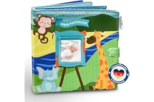 ‎HELDENGUT HELDENGUT® geliebtes “Weltreise” Fotoalbum Baby als Erinnerungsbuch - Einzigartiges Fotobuch Baby - Liebevolles Baby Buch ab 0 Monate aus Stoff - Sinnvolle Geschenke zur Geburt für Jungen & Mädchen