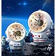 RIANZ Outer Space Astronaut Night Light Table Alarm Clock with Two Different Alarm Tones (Multi Color)Plastic,Large