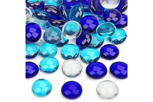 Vorentxia 200 Pezzi Ciottoli di Vetro Cristalli Decorativi Serie Blu Sassolini Decorativi per Vasi 900g Pietre da Giardino Decorative per Decorazione Acquario Paesaggistica Vasi Ciotole Giardino